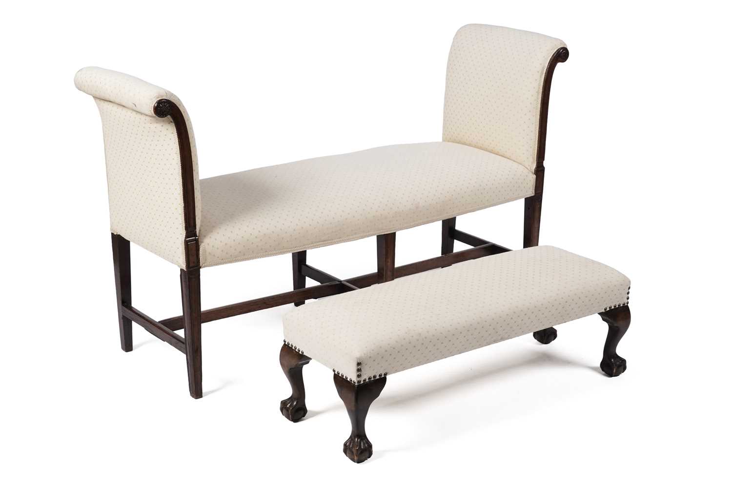 Lot 92 - A George III window seat and footstool