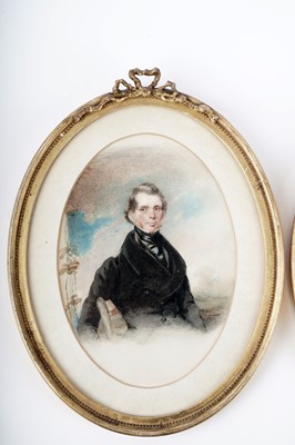 Lot 709 - J. Frith - Portrait pair of a father and son | watercolour