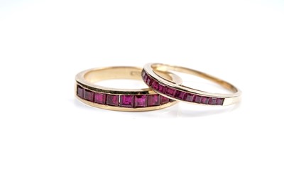 Lot 572 - Two modern ruby rings