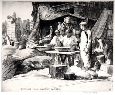 Lot 690 - William Lee Hankey - Shelling Peas, Covent Garden | etching