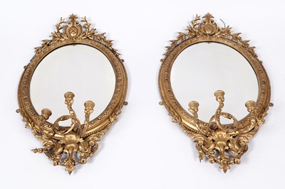 Lot 1088 - A pair of 19th Century giltwood Girandoles