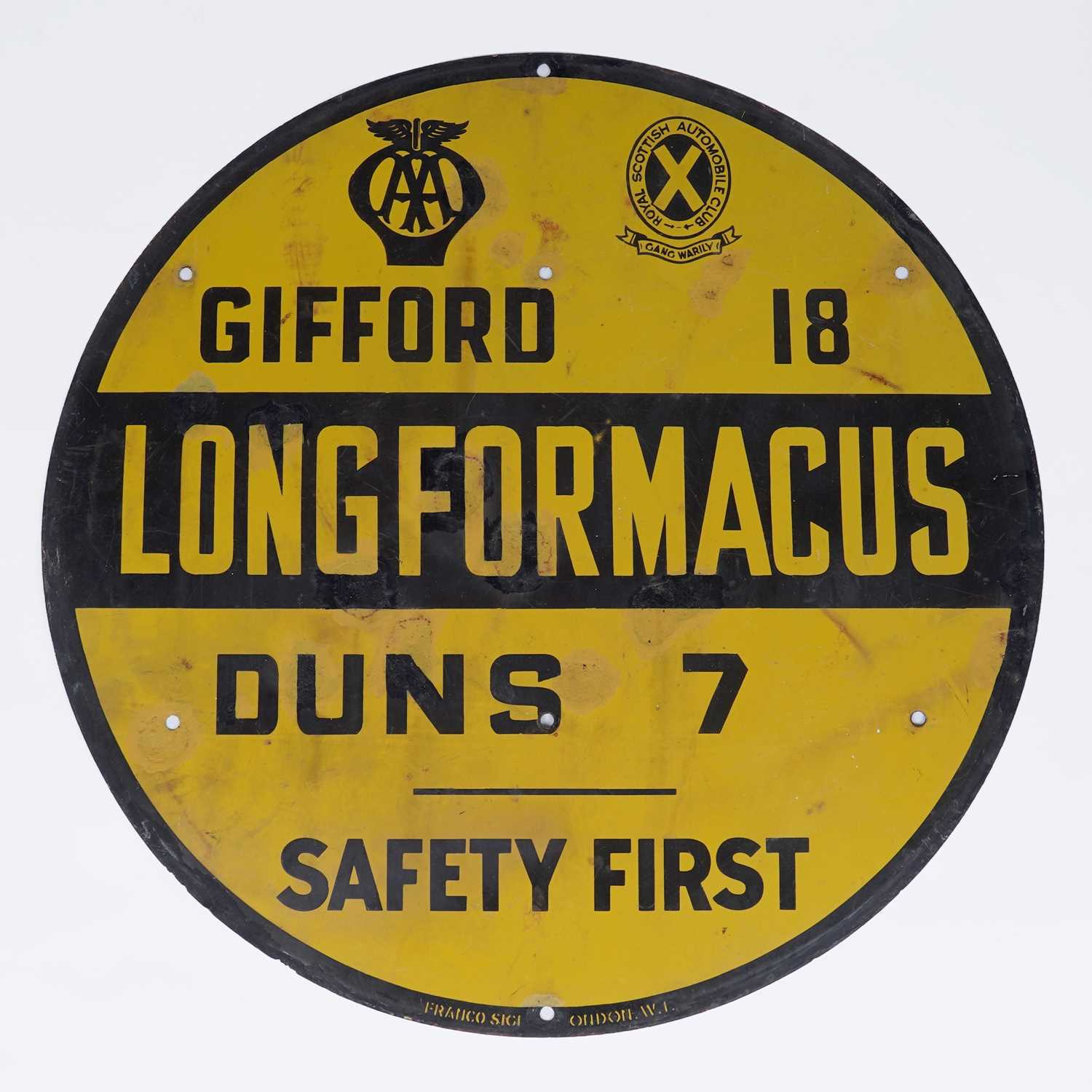 Lot 392 - A vintage enamel AA road sign