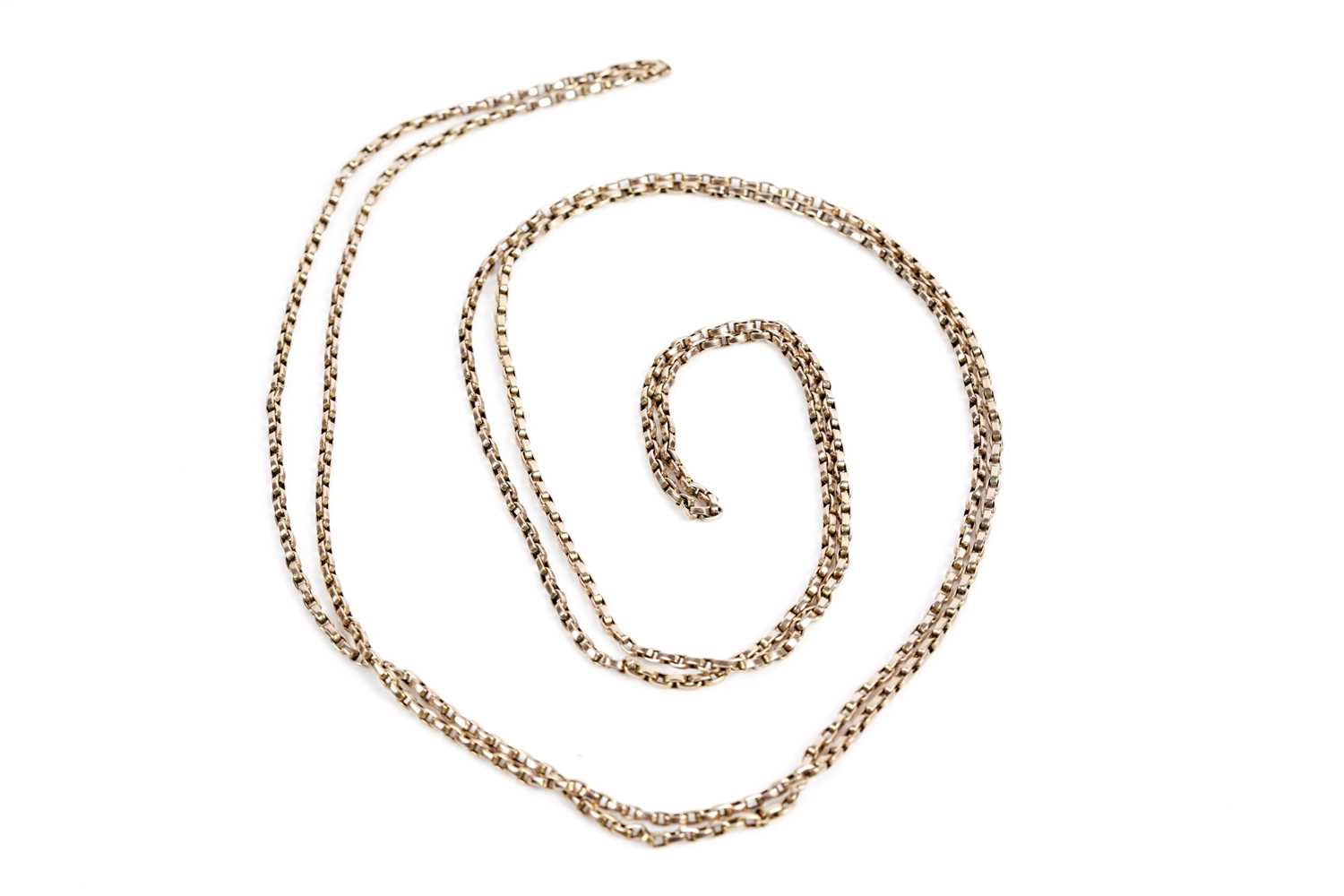 Lot 678 - A yellow metal muff or guard chain
