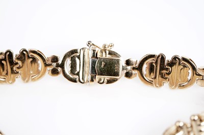Lot 680 - An Italian yellow gold fancy link bracelet