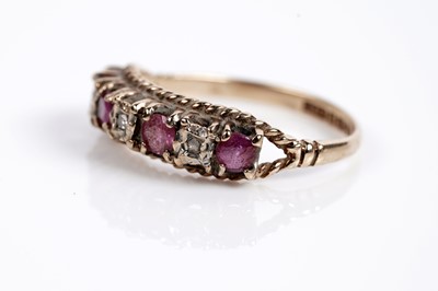 Lot 623 - A garnet and diamond cluster ring; and a ruby and diamond ring