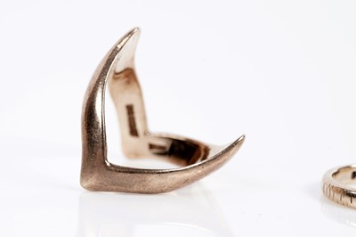 Lot 634 - Two gold wedding bands; and a wishbone band