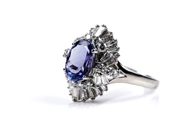 Lot 578 - A tanzanite and diamond dress ring