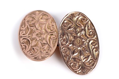 Lot 642 - A pair of Edwardian 9ct rose gold cufflinks