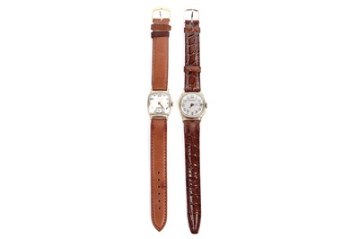 Lot 754 - Hamilton Watch Co: two gold-plated manual wind wristwatches