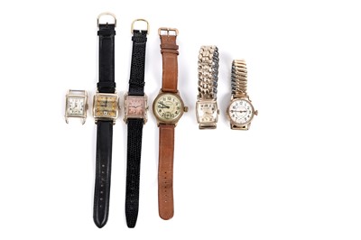 Lot 765 - Waltham USA: a Waltham Premier tank style watch and five others