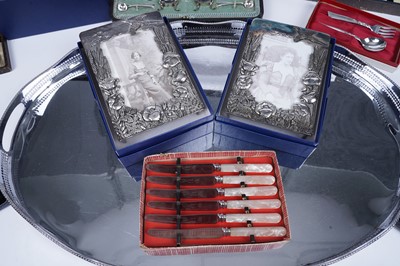 Lot 934 - A selection of silver and plated wares; and a boxed cut-glass decanter and glasses