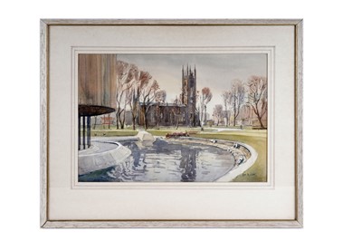 Lot 559 - Alan Reid Cook - St Thomas Newcastle, from the Civic Centre | watercolour
