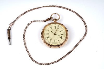 Lot 470 - H. Movus of Birmingham: an 18ct yellow gold cased open faced chronograph pocket watch