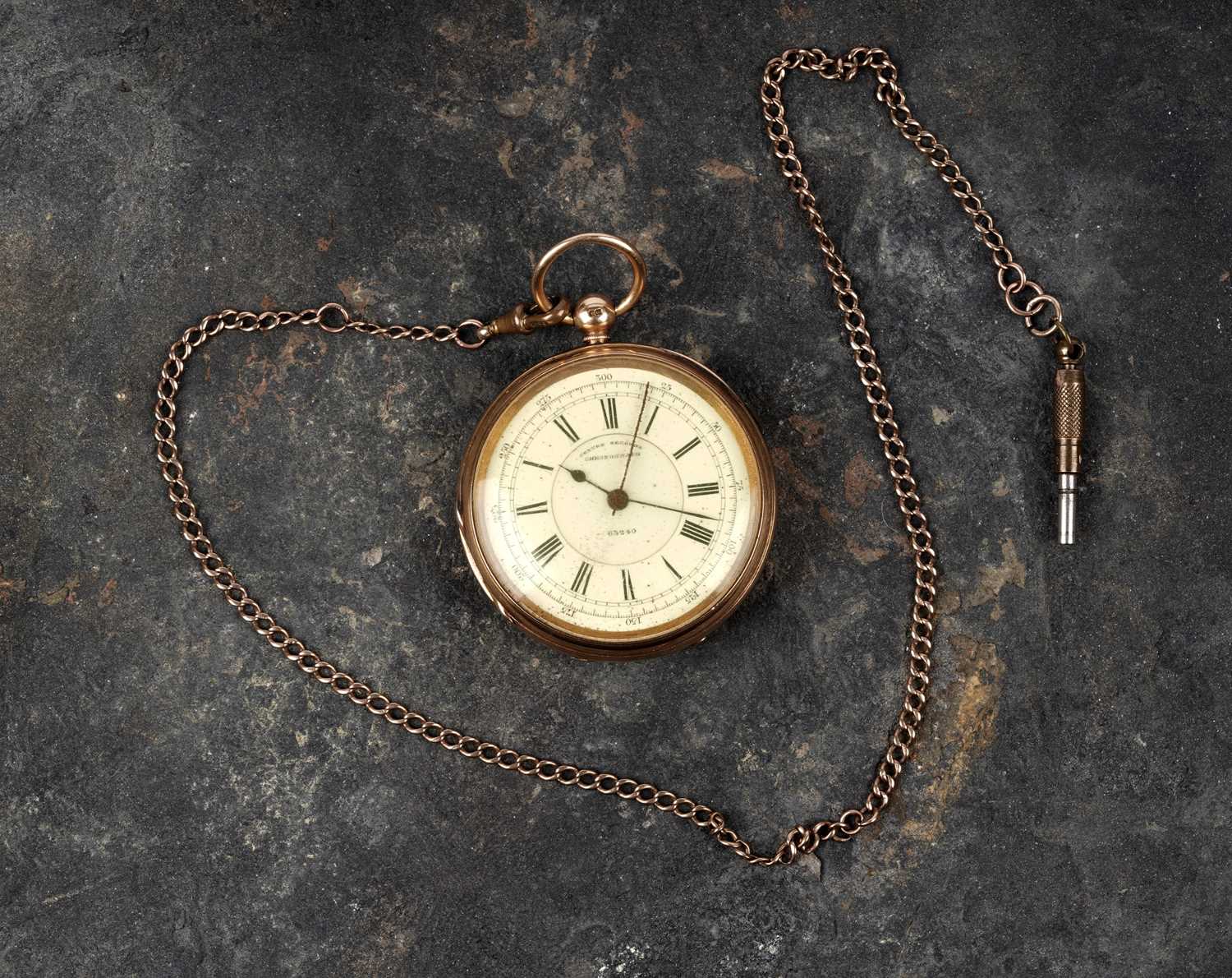 Lot 470 - H. Movus of Birmingham: an 18ct yellow gold cased open faced chronograph pocket watch