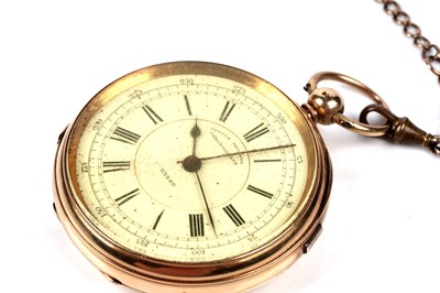 Lot 470 - H. Movus of Birmingham: an 18ct yellow gold cased open faced chronograph pocket watch