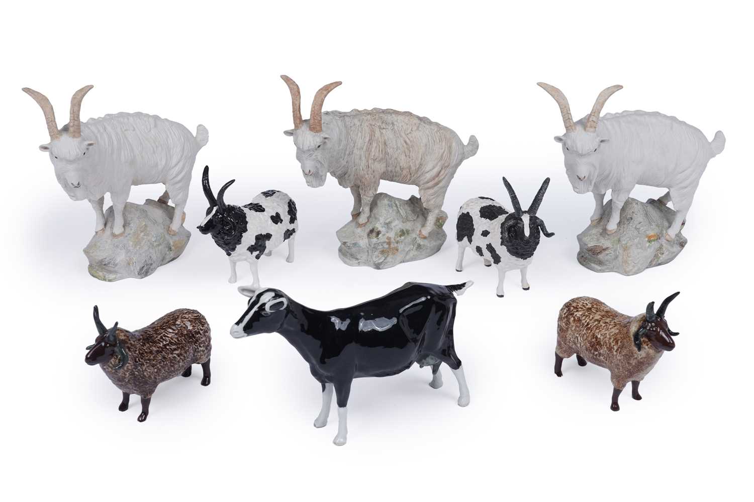 Lot 778 - Harper Shebeg Pottery, Isle of Man: eight figures of goats and sheep