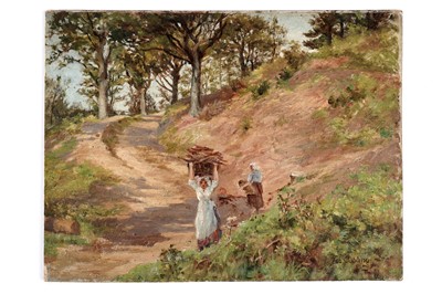 Lot 760 - Isa Jobling - Staithes Girls Gathering Sticks | oil