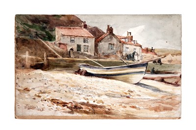 Lot 782 - Robert Jobling - Fishing Boats on the Beach at Staithes | watercolour