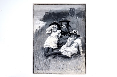 Lot 783 - Robert Jobling - Sisters in Wildflowers, near Tynemouth | watercolour