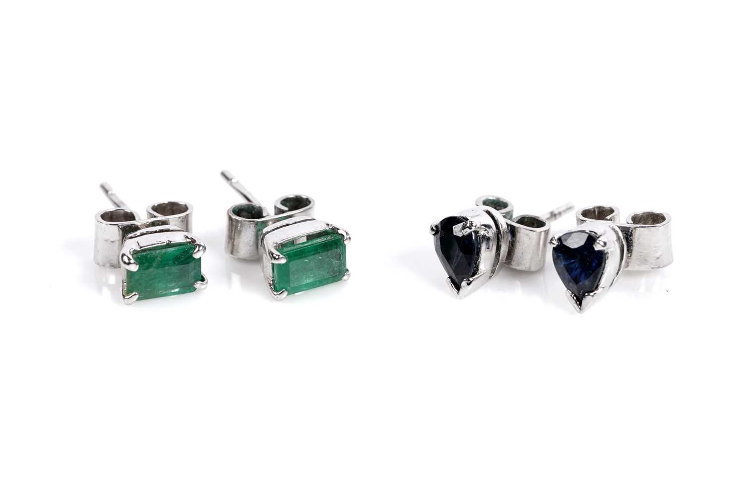 Lot 517 - Two pairs of contemporary gemstone stud earrings