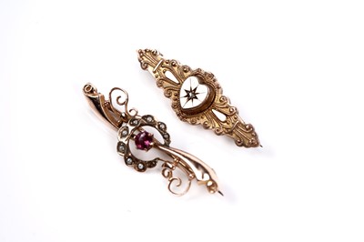 Lot 519 - Two Victorian bar brooches