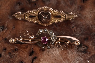 Lot 519 - Two Victorian bar brooches