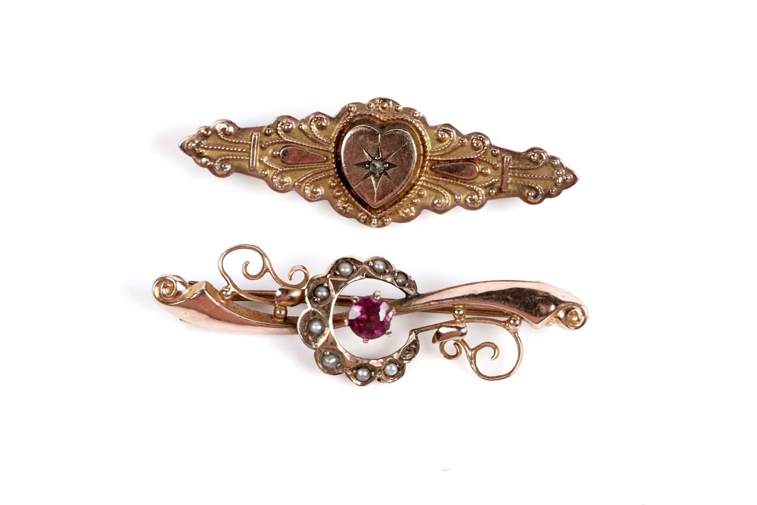 Lot 519 - Two Victorian bar brooches