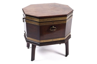 Lot 1043 - A George III brass bound mahogany cellarette