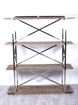 Lot 21 - Retailed by Absolute Interiors: a contemporary hardwood and chrome plated bookcase