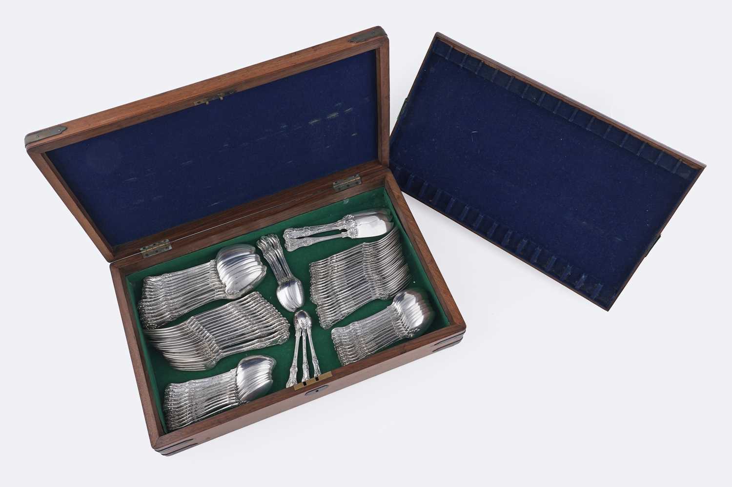 Lot 129 - A quantity of antique silver Queen’s pattern (honeysuckle heel) flatware