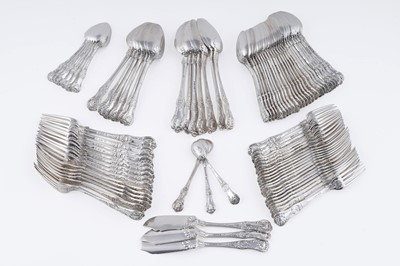 Lot 129 - A quantity of antique silver Queen’s pattern (honeysuckle heel) flatware