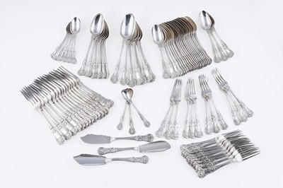 Lot 129 - A quantity of antique silver Queen’s pattern (honeysuckle heel) flatware