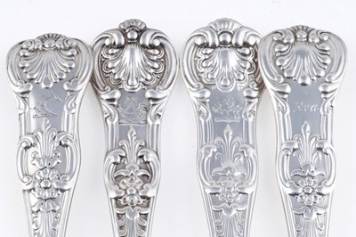 Lot 129 - A quantity of antique silver Queen’s pattern (honeysuckle heel) flatware