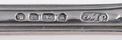 Lot 129 - A quantity of antique silver Queen’s pattern (honeysuckle heel) flatware