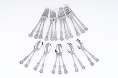 Lot 131 - A set of twelve Victorian silver dessert forks; and a set of eleven silver teaspoons