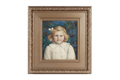 Lot 821 - Maria Louisa Angus - Arts and Crafts portrait of a young girl in a white lace dress | watercolour