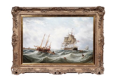 Lot 746 - John Wilson Carmichael - British Ship of the Line with a Fishing Boat | oil