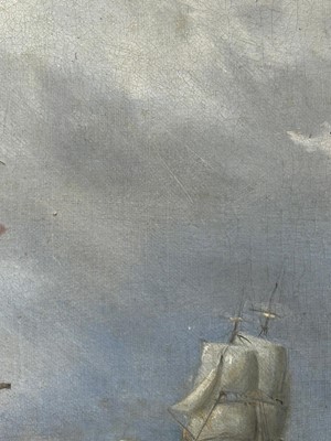Lot 746 - John Wilson Carmichael - British Ship of the Line with a Fishing Boat | oil