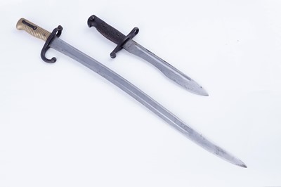 Lot 294 - A Frech Chassepot bayonet; and a Spanish Bolo bayonet