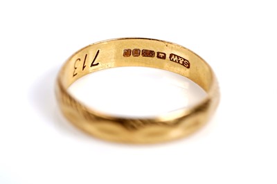 Lot 508 - Two 1930s Art Deco 22ct gold wedding bands