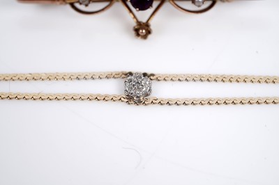 Lot 565 - A diamond bracelet; and a Victorian amethyst and seed pearl bar brooch