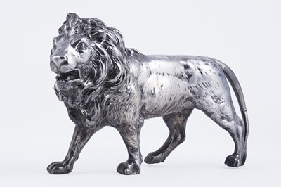Lot 28 - A late 19th Century Continental silver figure of a male lion