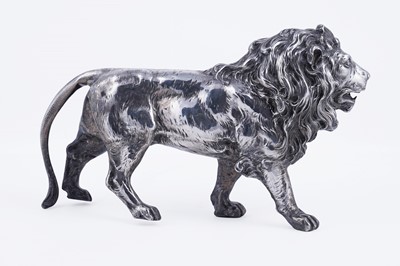 Lot 28 - A late 19th Century Continental silver figure of a male lion
