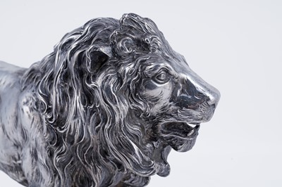 Lot 28 - A late 19th Century Continental silver figure of a male lion
