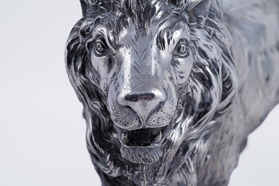 Lot 28 - A late 19th Century Continental silver figure of a male lion