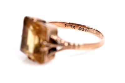 Lot 527 - A citrine ring, rose gold cufflinks, and a lucky horseshoe pin