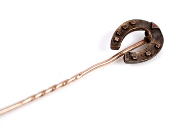 Lot 527 - A citrine ring, rose gold cufflinks, and a lucky horseshoe pin