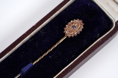 Lot 571 - Antique and modern costume jewellery including: a Victorian sapphire stick pin