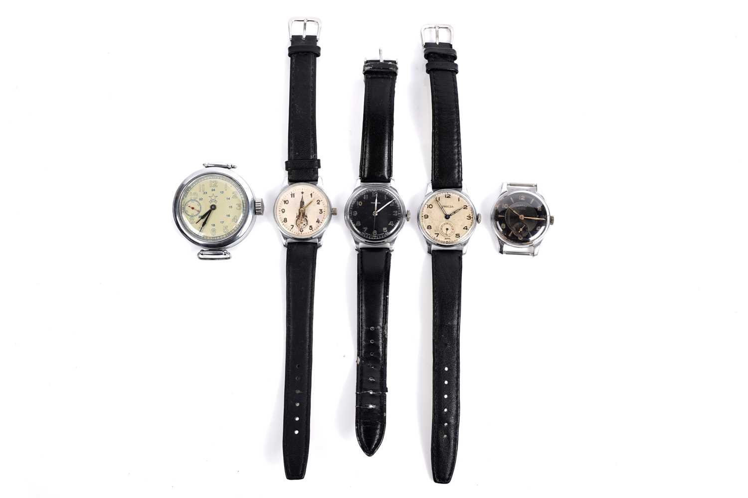 Lot 782 - Five Russian manual wind wristwatches