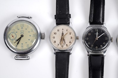 Lot 782 - Five Russian manual wind wristwatches